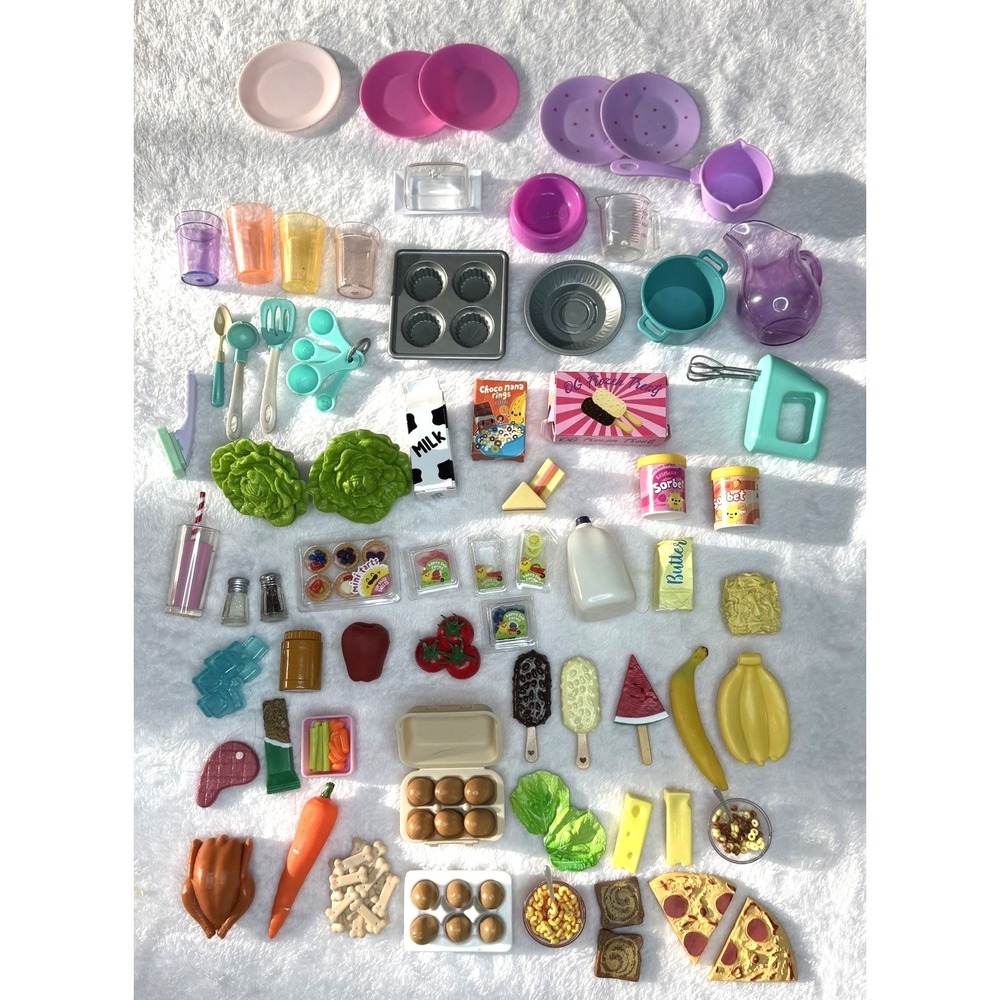 Our Generation Food Dishes Kitchen Accessories 18" Doll Lot 82 Pieces